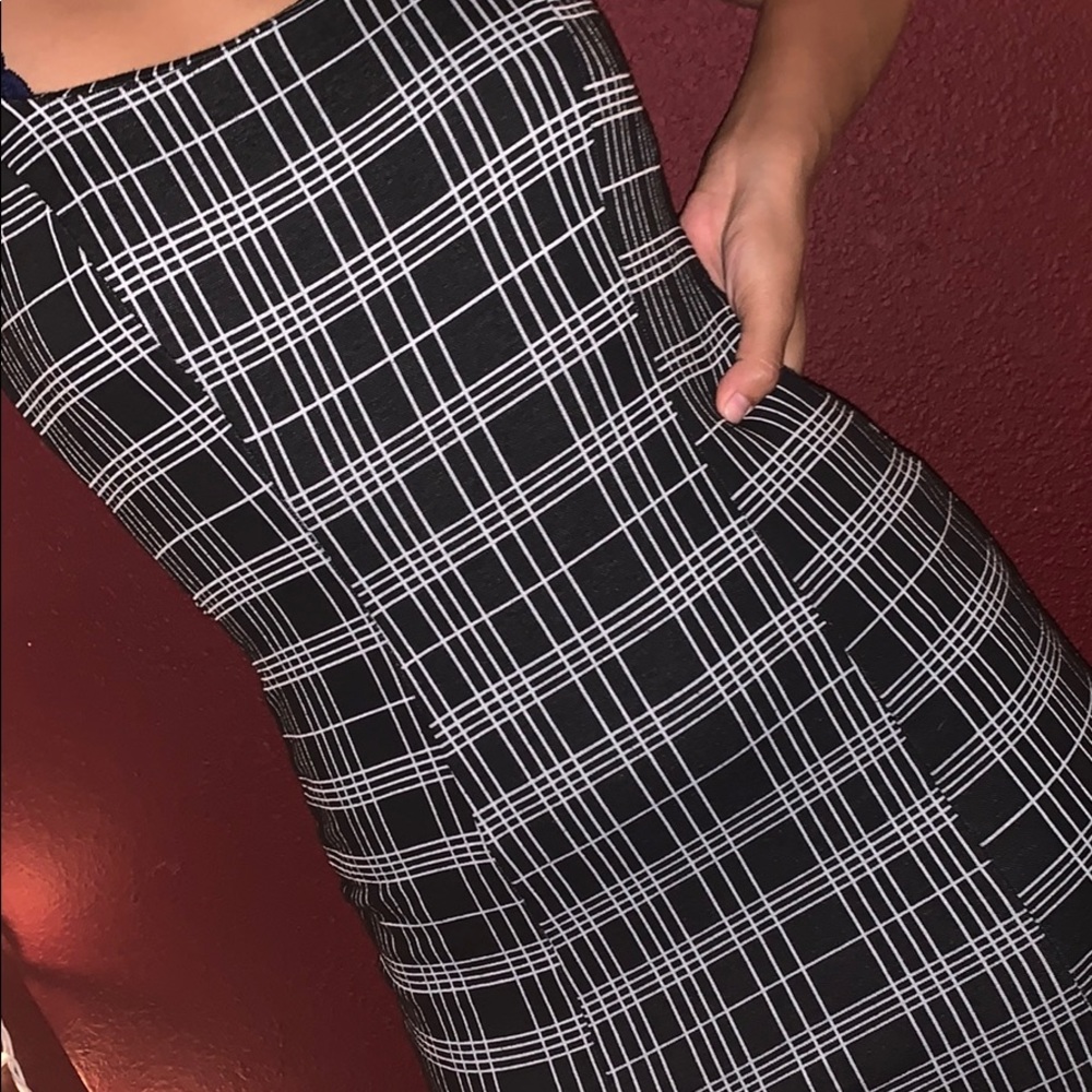 little black checkered/striped dress
